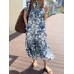 Cottagecore Plant Print Pocket Lapel Short Sleeve Shirt Dress