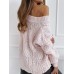 Women V  Neck Solid Color Knitting Hollow Out Casual Sweaters