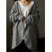 Women Cropped Knitted Pure Color Casual Retro Daily V  Neck Big Pocket Cardigan