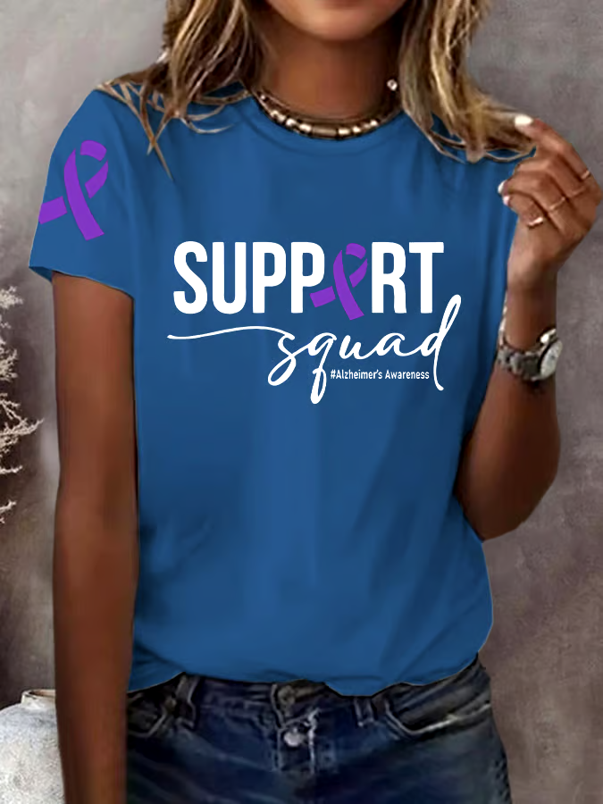 💜Buy 3 get 12% off丨Women's Support Squad Alzheimer's Printed Short-Sleeved T-Shirt 💜Buy 3 get 12% off丨Women's Support Squad Alzheimer's Printed Short-Sleeved T-Shirt