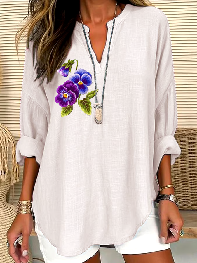 💜Buy 3 get 12% off丨Women's Purple Floral Loose Long Sleeve Crew Neck Top 💜Buy 3 get 12% off丨Women's Purple Floral Loose Long Sleeve Crew Neck Top