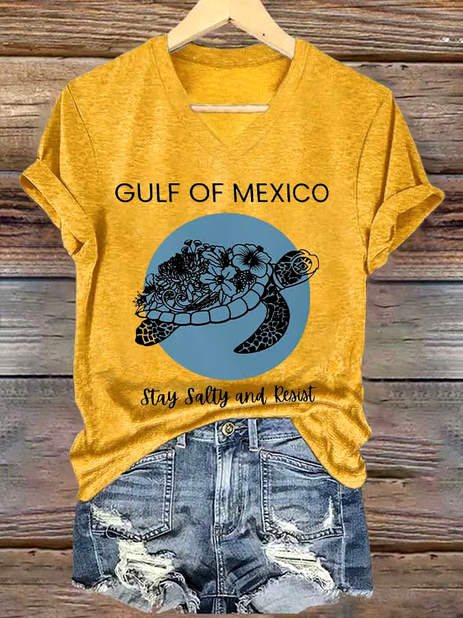 🌊Buy 3 get 12% off丨Women's Gulf Of Mexico Printed V Neck T-shirt 🌊Buy 3 get 12% off丨Women's Gulf Of Mexico Printed V Neck T-shirt