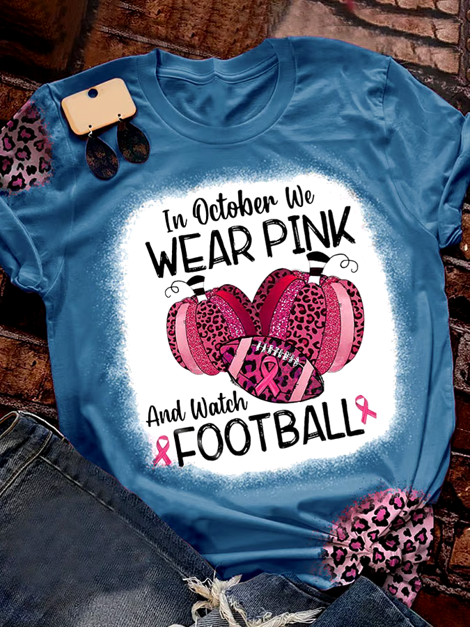 🎀Buy 3 get 12% off丨In October We Wear Pink And Watch Football Leopard Print T-Shirt 🎀Buy 3 get 12% off丨In October We Wear Pink And Watch Football Leopard Print T-Shirt