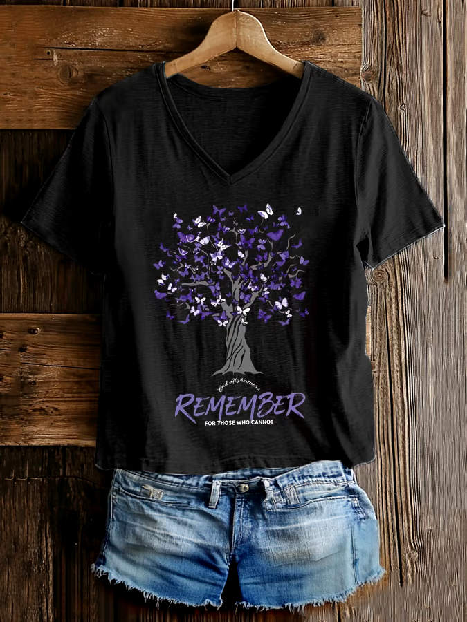 💜Buy 3 get 12% off丨Women's Alzheimer's Awareness Support V-Neck Tee