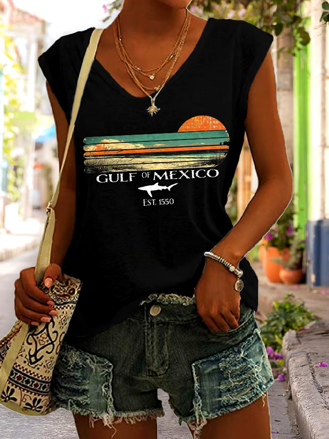 🌊Buy 3 get 12% off丨Women's Gulf Of Mexico Print Tank Top 🌊Buy 3 get 12% off丨Women's Gulf Of Mexico Print Tank Top