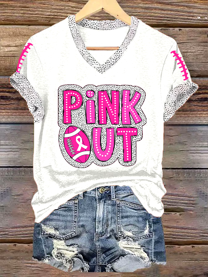 🎀Buy 3 get 12% off丨Women's Pink Out Football Breast Cancer Print T-Shirt 🎀Buy 3 get 12% off丨Women's Pink Out Football Breast Cancer Print T-Shirt