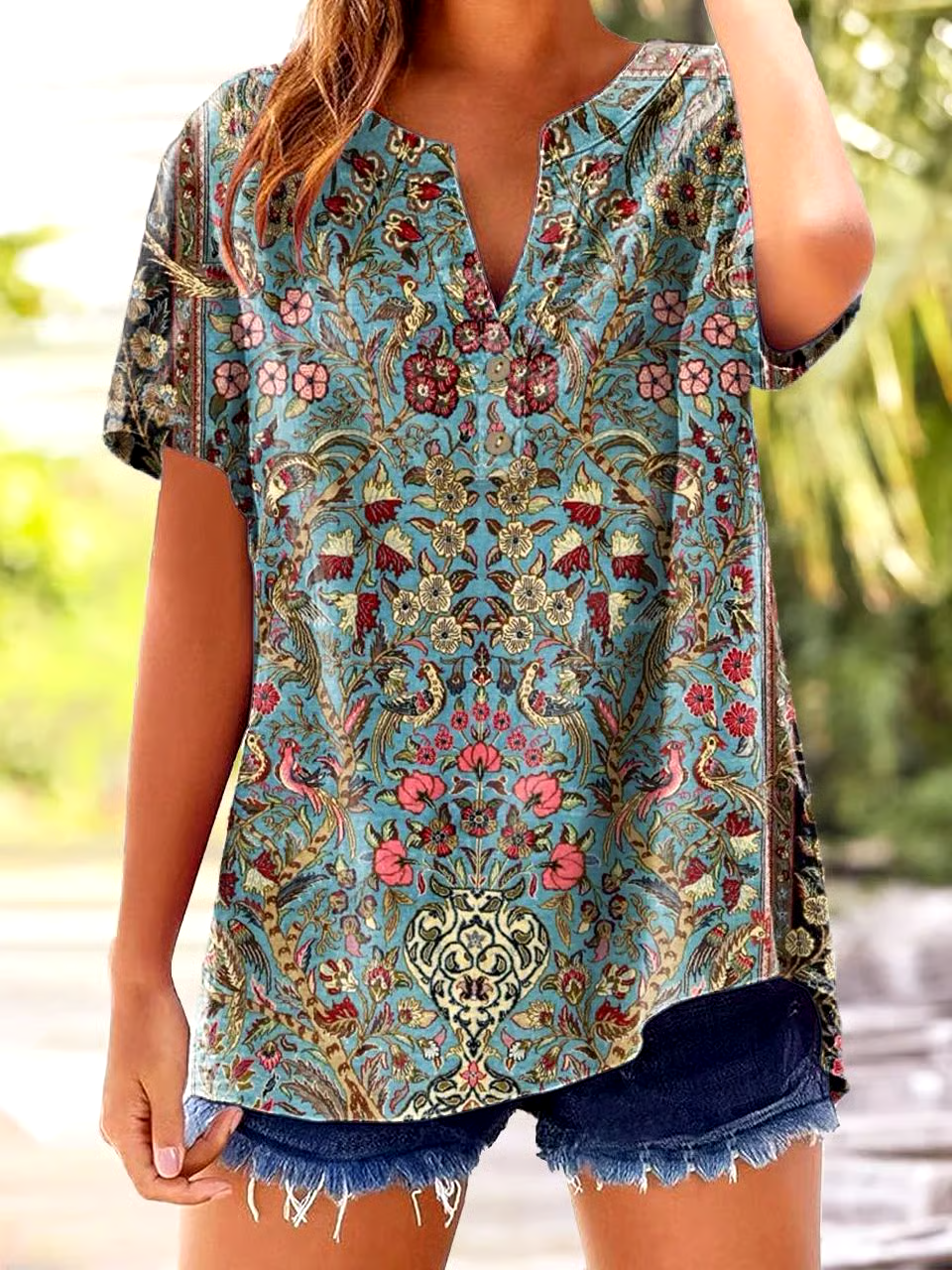 🌸Buy 3 get 12% off丨Women's Casual Retro Pattern Printed Cotton And Linen Shirt
