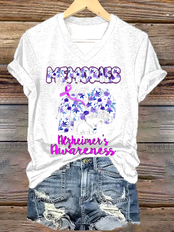 💜Buy 3 get 12% off丨Women's Alzheimer's I Will Remember Awareness Print Short Sleeve T-Shirt 💜Buy 3 get 12% off丨Women's Alzheimer's I Will Remember Awareness Print Short Sleeve T-Shirt
