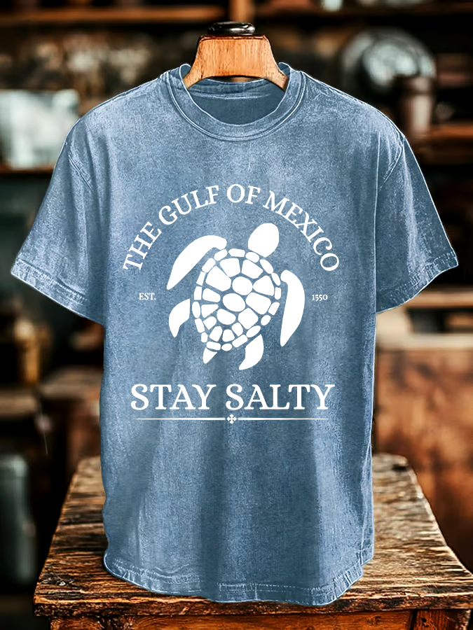 🌊Buy 3 get 12% off丨Men's Gulf Of Mexico Printed Round Neck T-Shirt