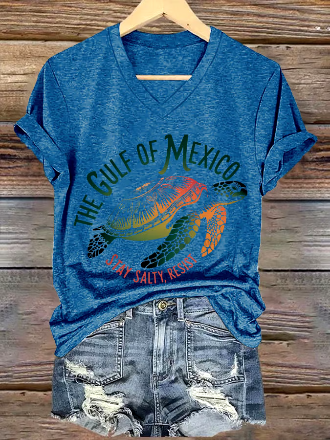 🌊Buy 3 get 12% off丨Women's Sea Turtle The Gulf Of Mexico Printed V Neck T-shirt 🌊Buy 3 get 12% off丨Women's Sea Turtle The Gulf Of Mexico Printed V Neck T-shirt