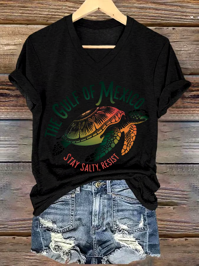 🌊Buy 3 get 12% off丨Women's Sea Turtle The Gulf Of Mexico Printed V Neck T-shirt 🌊Buy 3 get 12% off丨Women's Sea Turtle The Gulf Of Mexico Printed V Neck T-shirt