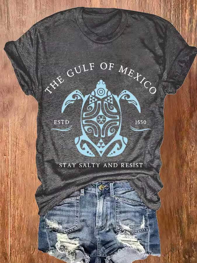 🌊Buy 3 get 12% off丨Women's Gulf Of Mexico Print Round Neck T-Shirt 🌊Buy 3 get 12% off丨Women's Gulf Of Mexico Print Round Neck T-Shirt