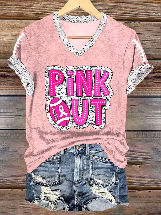 🎀Buy 3 get 12% off丨Women's Pink Out Football Breast Cancer Print T-Shirt 🎀Buy 3 get 12% off丨Women's Pink Out Football Breast Cancer Print T-Shirt
