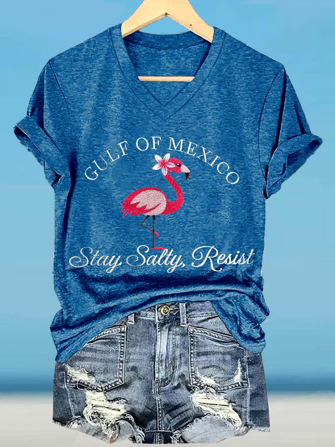 🌊Buy 3 get 12% off丨Women's Gulf Of Mexico Printed V Neck T-Shirt 🌊Buy 3 get 12% off丨Women's Gulf Of Mexico Printed V Neck T-Shirt