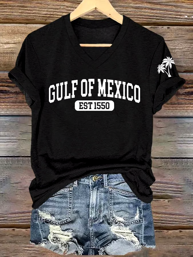 🌊Buy 3 get 12% off丨Women's Gulf Of Mexico Printed V Neck T-Shirt 🌊Buy 3 get 12% off丨Women's Gulf Of Mexico Printed V Neck T-Shirt