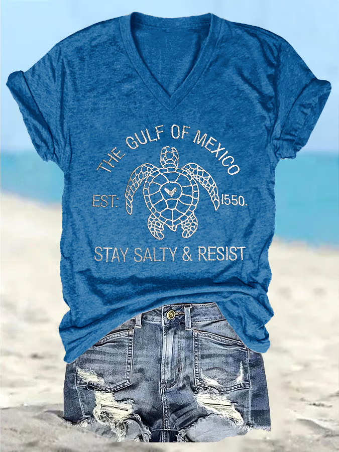 🌊Buy 3 get 12% off丨Women's Retro The Gulf Of Mexico Est 1550 Stay Salty And Resist Print T-Shirt 🌊Buy 3 get 12% off丨Women's Retro The Gulf Of Mexico Est 1550 Stay Salty And Resist Print T-Shirt