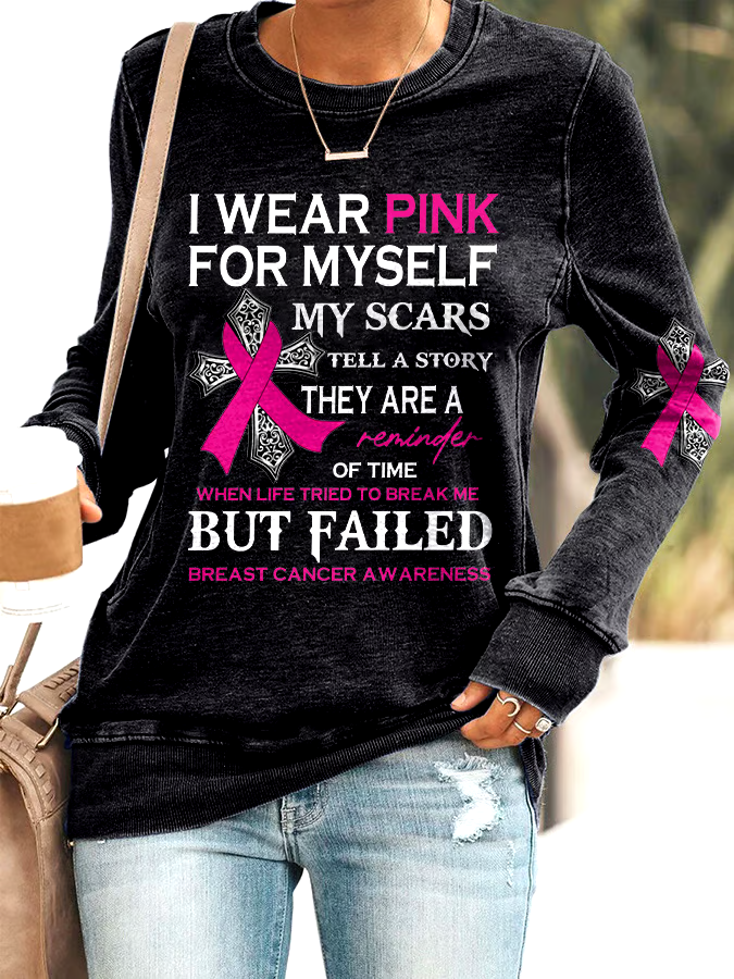 🎀Buy 3 get 12% off丨Faith Breast Cancer Awareness I Wear Pink For Myself Print Sweatshirt 🎀Buy 3 get 12% off丨Faith Breast Cancer Awareness I Wear Pink For Myself Print Sweatshirt