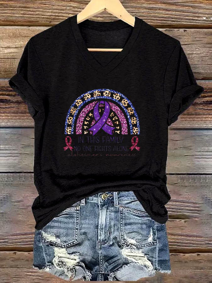 💜Buy 3 get 12% off丨Women's Alzheimer's Purple Ribbon Awareness Print Short Sleeve T-Shirt 💜Buy 3 get 12% off丨Women's Alzheimer's Purple Ribbon Awareness Print Short Sleeve T-Shirt