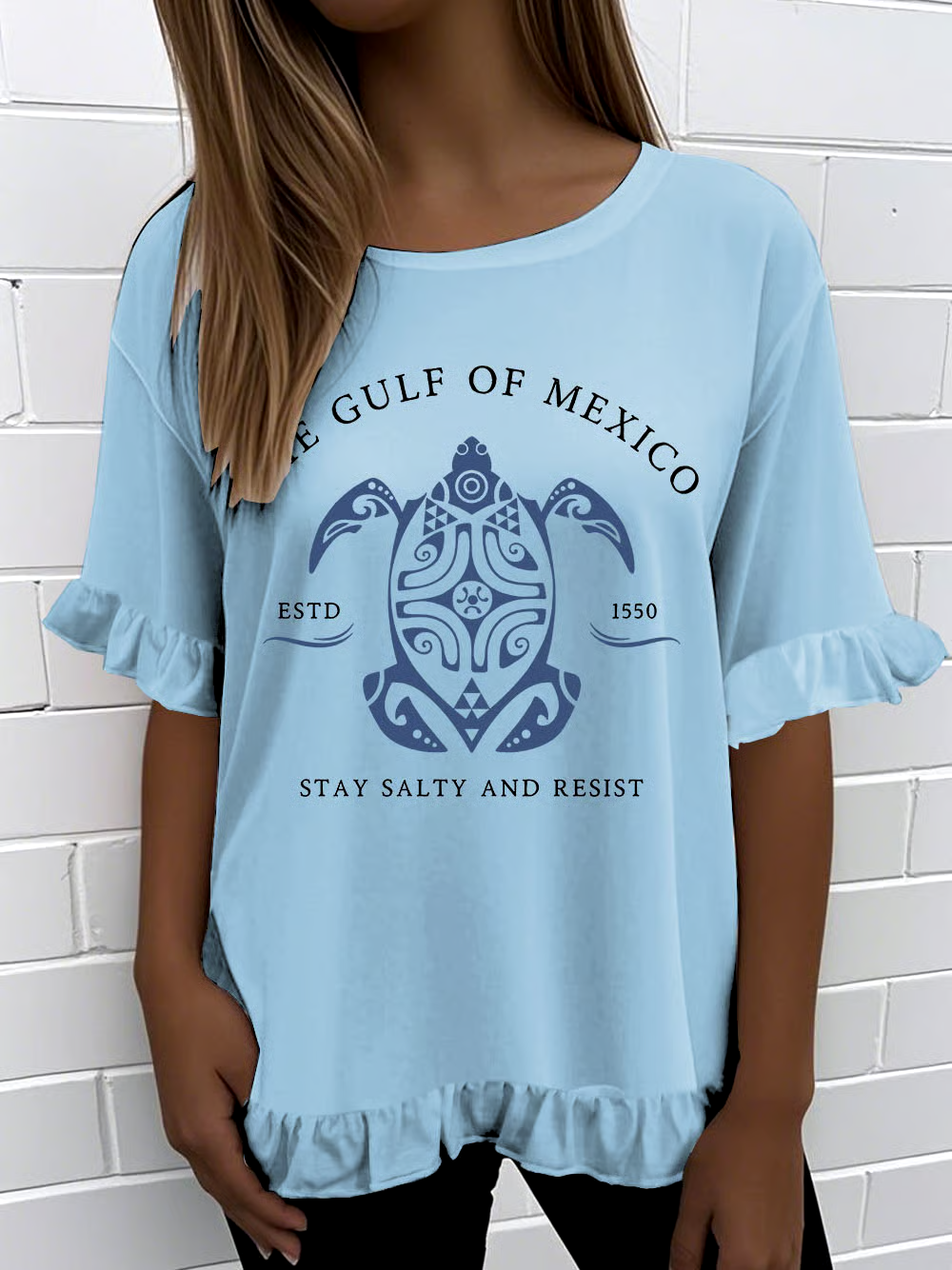 🌊Buy 3 get 12% off丨Women's Gulf Of Mexico Print Round Neck T-Shirt