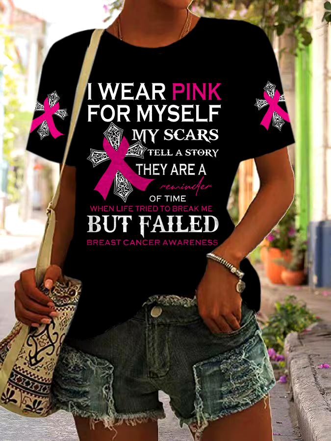 🎀Buy 3 get 12% off丨Women's Casual Breast Cancer Healing Printed Round Neck Short Sleeve T-Shirt 🎀Buy 3 get 12% off丨Women's Casual Breast Cancer Healing Printed Round Neck Short Sleeve T-Shirt