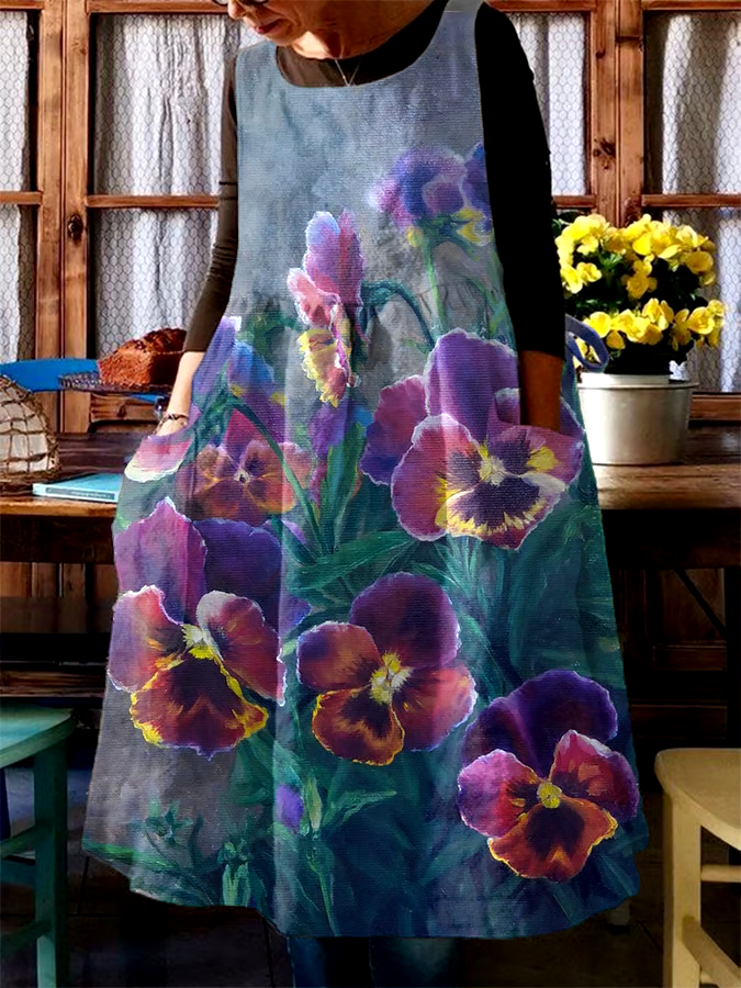 💜Buy 3 get 12% off丨Women's Loose Casual Retro Pansy Oil Painting Skirt