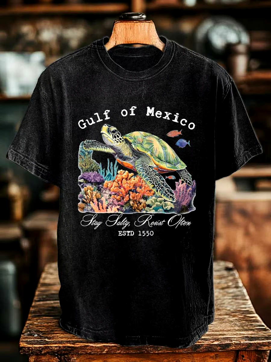 ⭐⭐⭐⭐⭐丨Men's Gulf Of Mexico Printed Round Neck T-Shirt ⭐⭐⭐⭐⭐丨Men's Gulf Of Mexico Printed Round Neck T-Shirt