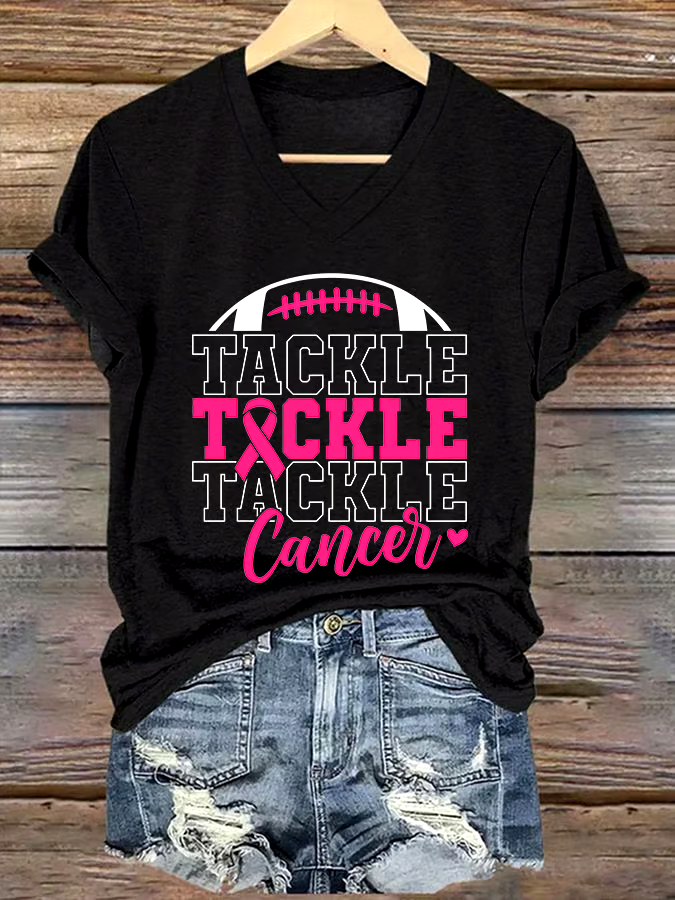 🎀Buy 3 get 12% off丨Women's Casual Breast Cancer Cure Graphic Print V-Neck Short Sleeve T-Shirt 🎀Buy 3 get 12% off丨Women's Casual Breast Cancer Cure Graphic Print V-Neck Short Sleeve T-Shirt