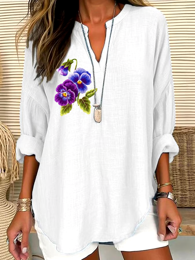 💜Buy 3 get 12% off丨Women's Purple Floral Loose Long Sleeve Crew Neck Top 💜Buy 3 get 12% off丨Women's Purple Floral Loose Long Sleeve Crew Neck Top