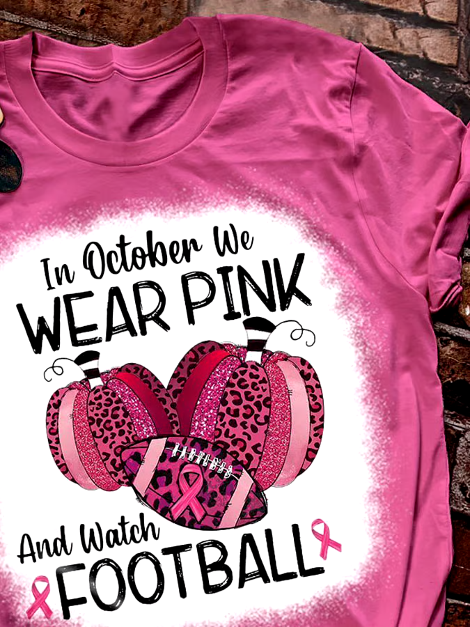 🎀Buy 3 get 12% off丨In October We Wear Pink And Watch Football Leopard Print T-Shirt 🎀Buy 3 get 12% off丨In October We Wear Pink And Watch Football Leopard Print T-Shirt