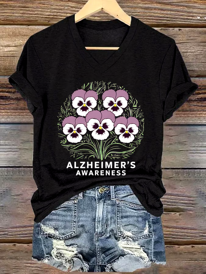 💜Buy 3 get 12% off丨Women's Alzheimer's Awareness Print Short Sleeve T-Shirt 💜Buy 3 get 12% off丨Women's Alzheimer's Awareness Print Short Sleeve T-Shirt