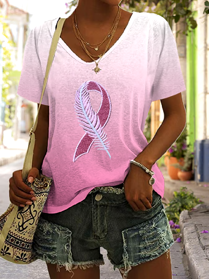 🎀Buy 3 get 12% off丨Women'S Casual Breast Cancer Awareness Ribbon Short-Sleeved T-Shirt