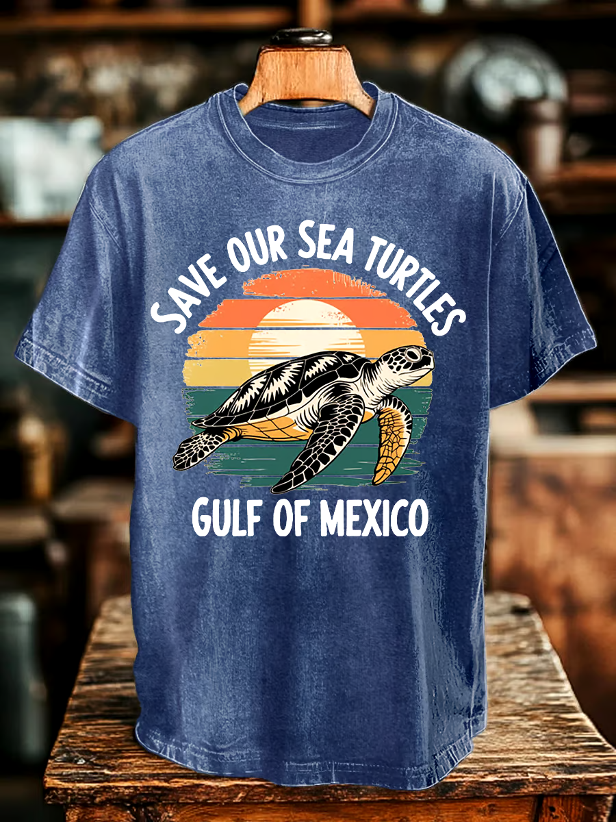 🌊Buy 3 get 12% off丨Men's Gulf Of Mexico Printed Round Neck T-Shirt