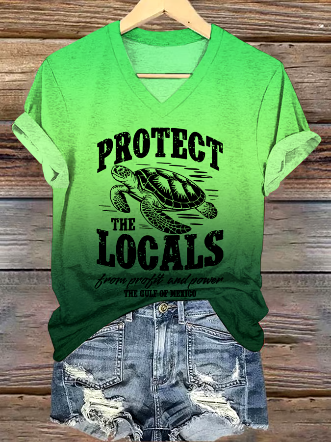 🌊Buy 3 get 12% off丨Women's Gulf Of Mexico Print V Neck T-Shirt 🌊Buy 3 get 12% off丨Women's Gulf Of Mexico Print V Neck T-Shirt