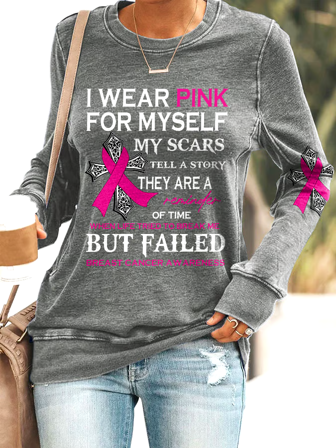 🎀Buy 3 get 12% off丨Faith Breast Cancer Awareness I Wear Pink For Myself Print Sweatshirt 🎀Buy 3 get 12% off丨Faith Breast Cancer Awareness I Wear Pink For Myself Print Sweatshirt