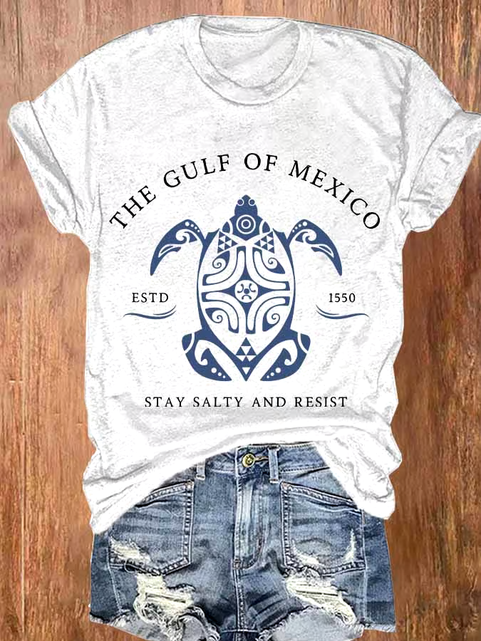 🌊Buy 3 get 12% off丨Women's Gulf Of Mexico Print Round Neck T-Shirt 🌊Buy 3 get 12% off丨Women's Gulf Of Mexico Print Round Neck T-Shirt