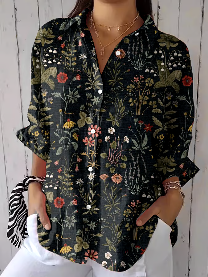 🌳Buy 3 get 12% off丨Women's Forest Floral Print Casual Lapel Shirt