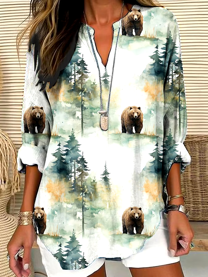 🌳Buy 3 get 12% off丨Women's Casual Forest Animal Plant Flower Cotton And Linen Shirt丨🌿100% natural cotton