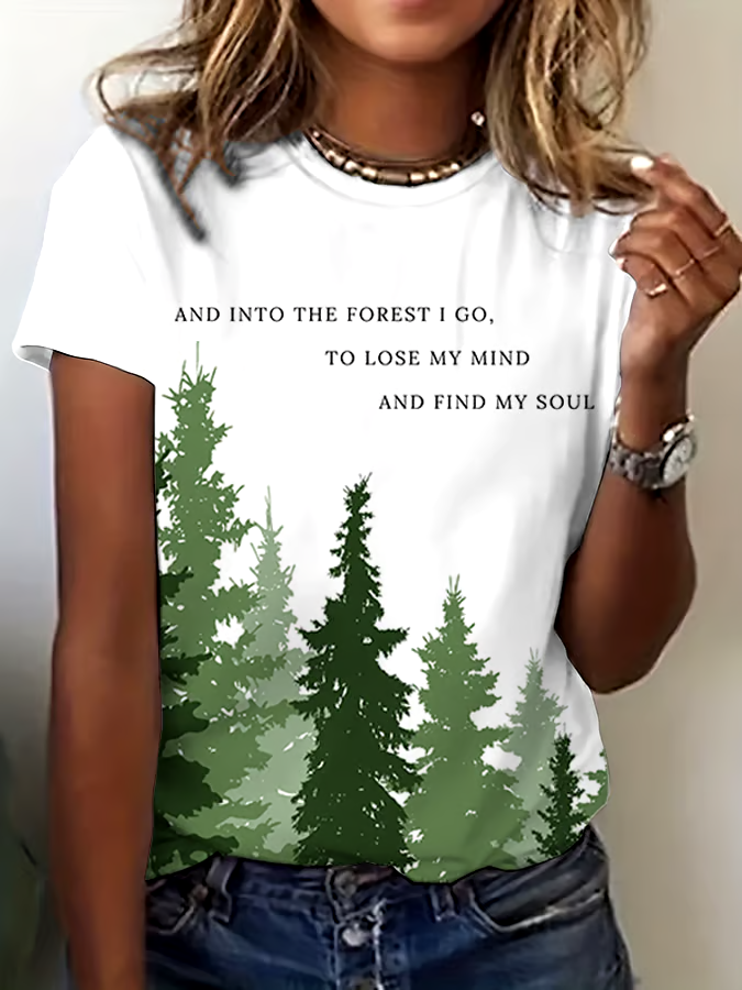 🌳Buy 3 get 12% off丨Women's National Park Conservation Print Crew Neck T-Shirt