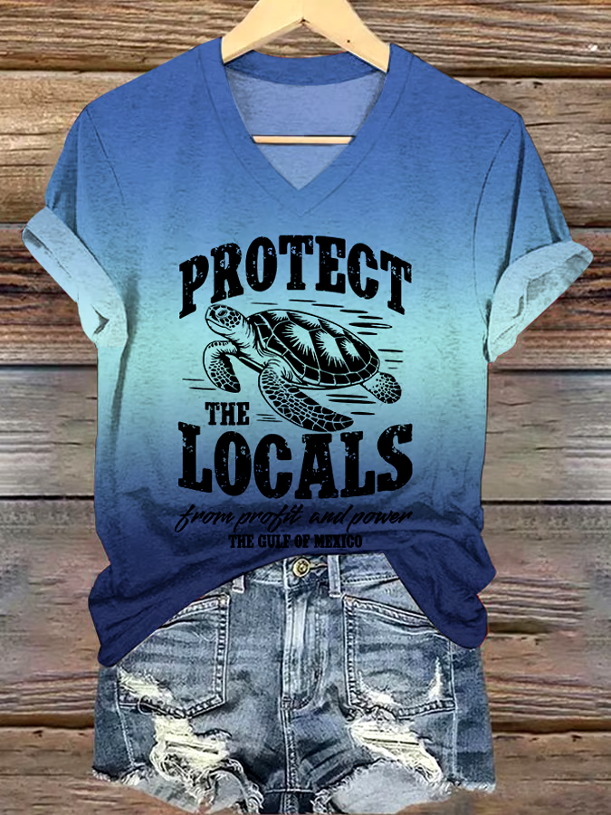 🌊Buy 3 get 12% off丨Women's Gulf Of Mexico Print V Neck T-Shirt 🌊Buy 3 get 12% off丨Women's Gulf Of Mexico Print V Neck T-Shirt