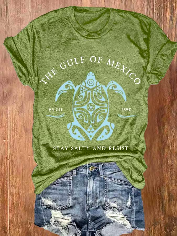 🌊Buy 3 get 12% off丨Women's Gulf Of Mexico Print Round Neck T-Shirt 🌊Buy 3 get 12% off丨Women's Gulf Of Mexico Print Round Neck T-Shirt