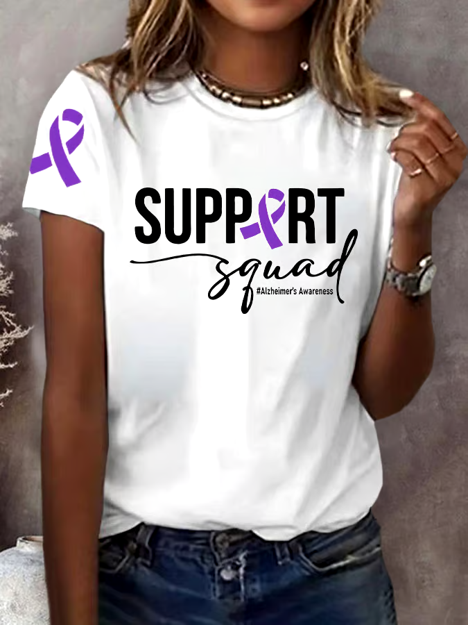 💜Buy 3 get 12% off丨Women's Support Squad Alzheimer's Printed Short-Sleeved T-Shirt 💜Buy 3 get 12% off丨Women's Support Squad Alzheimer's Printed Short-Sleeved T-Shirt