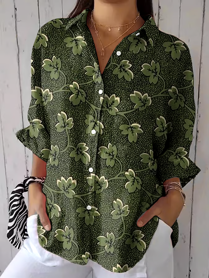🌳Buy 3 get 12% off丨Women's Forest Floral Print Casual Lapel Shirt