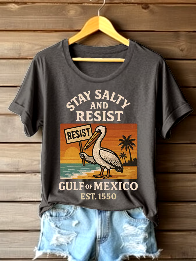 🌊Buy 3 get 12% off丨Women's Gulf Of Mexico Printed Round Neck T-shirt 🌊Buy 3 get 12% off丨Women's Gulf Of Mexico Printed Round Neck T-shirt