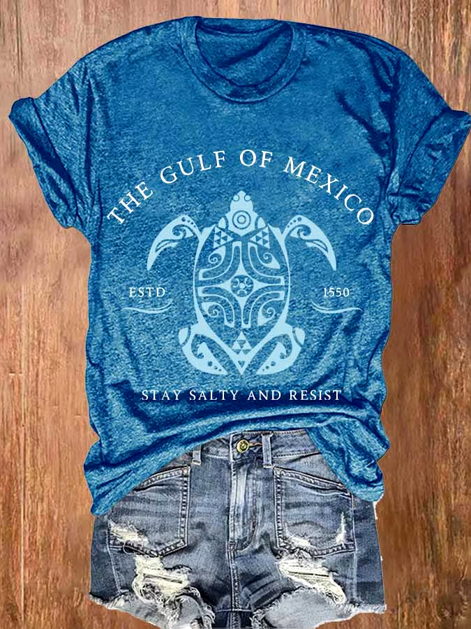 🌊Buy 3 get 12% off丨Women's Gulf Of Mexico Print Round Neck T-Shirt 🌊Buy 3 get 12% off丨Women's Gulf Of Mexico Print Round Neck T-Shirt