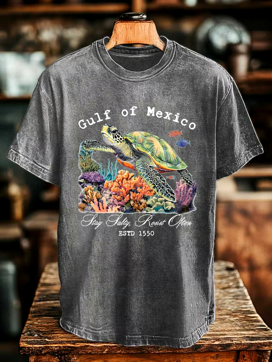 ⭐⭐⭐⭐⭐丨Men's Gulf Of Mexico Printed Round Neck T-Shirt ⭐⭐⭐⭐⭐丨Men's Gulf Of Mexico Printed Round Neck T-Shirt