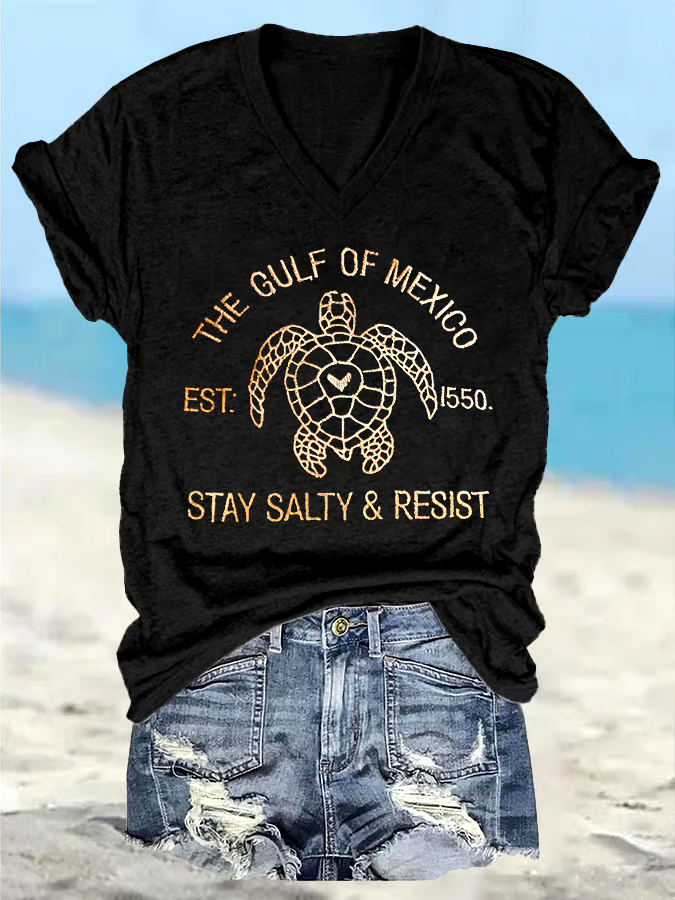 🌊Buy 3 get 12% off丨Women's Retro The Gulf Of Mexico Est 1550 Stay Salty And Resist Print T-Shirt 🌊Buy 3 get 12% off丨Women's Retro The Gulf Of Mexico Est 1550 Stay Salty And Resist Print T-Shirt