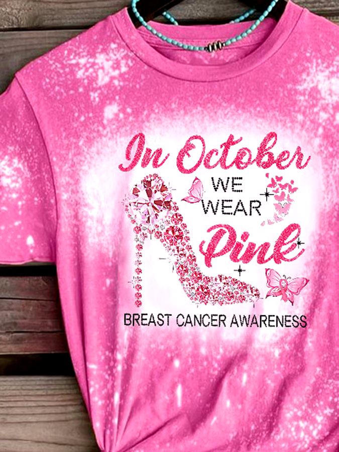 🎀Buy 3 get 12% off丨Breast Cancer Awareness In October We Wear Pink Heels Butterfly Print T-Shirt 🎀Buy 3 get 12% off丨Breast Cancer Awareness In October We Wear Pink Heels Butterfly Print T-Shirt