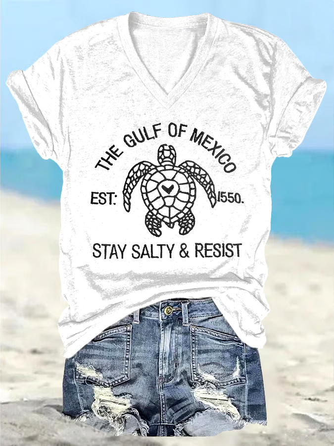 🌊Buy 3 get 12% off丨Women's Retro The Gulf Of Mexico Est 1550 Stay Salty And Resist Print T-Shirt 🌊Buy 3 get 12% off丨Women's Retro The Gulf Of Mexico Est 1550 Stay Salty And Resist Print T-Shirt