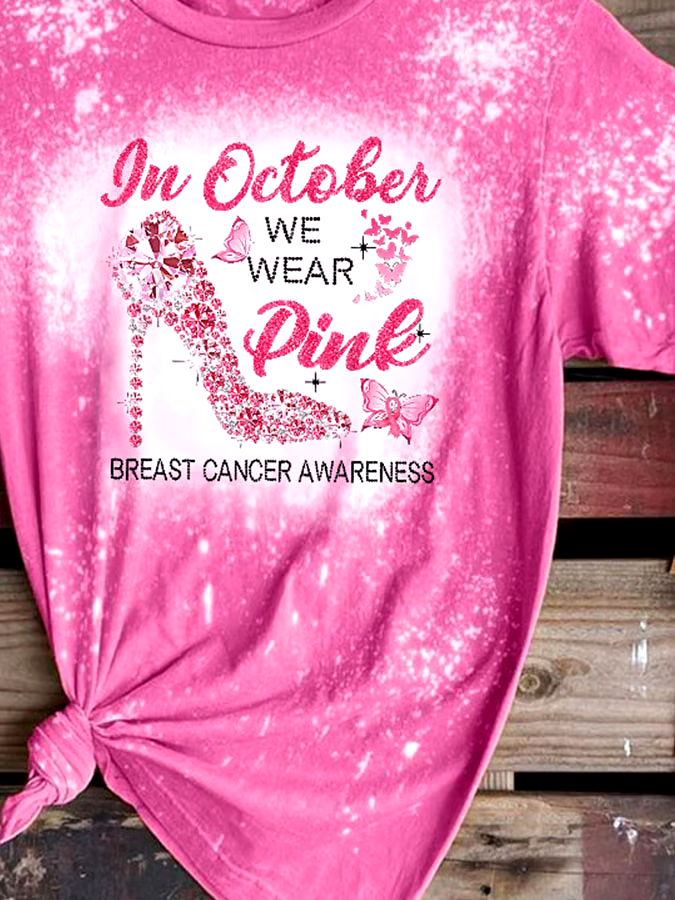 🎀Buy 3 get 12% off丨Breast Cancer Awareness In October We Wear Pink Heels Butterfly Print T-Shirt 🎀Buy 3 get 12% off丨Breast Cancer Awareness In October We Wear Pink Heels Butterfly Print T-Shirt