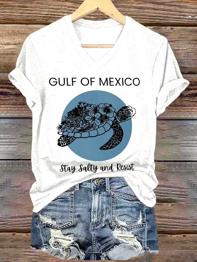 🌊Buy 3 get 12% off丨Women's Gulf Of Mexico Printed V Neck T-shirt 🌊Buy 3 get 12% off丨Women's Gulf Of Mexico Printed V Neck T-shirt